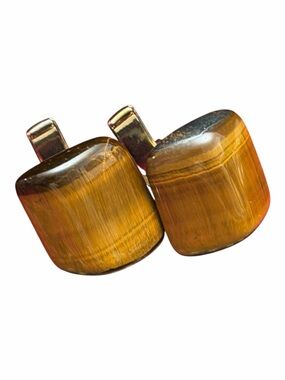 Vintage Natural Polished Tiger Eye Stone Cufflinks